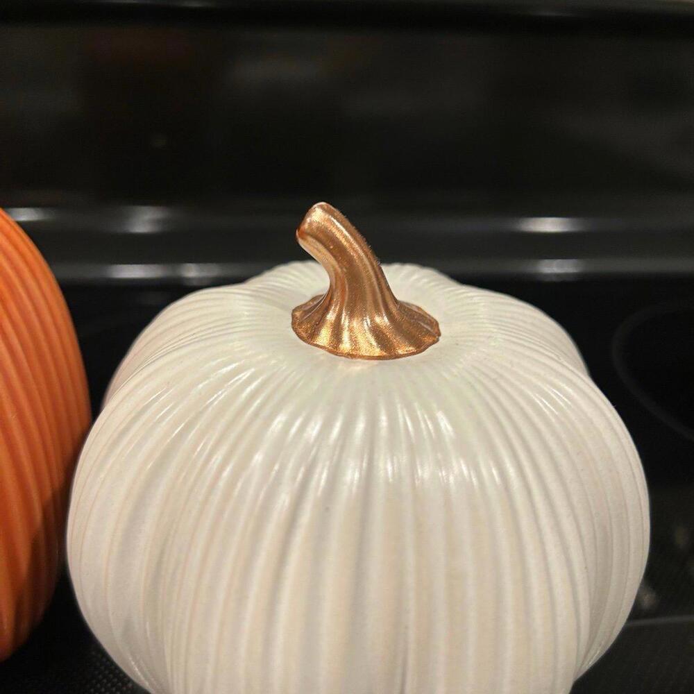 Target Bullseye Playground Fall Orange & cream set of 2 Stoneware Pumpkins - Picture 3 of 6